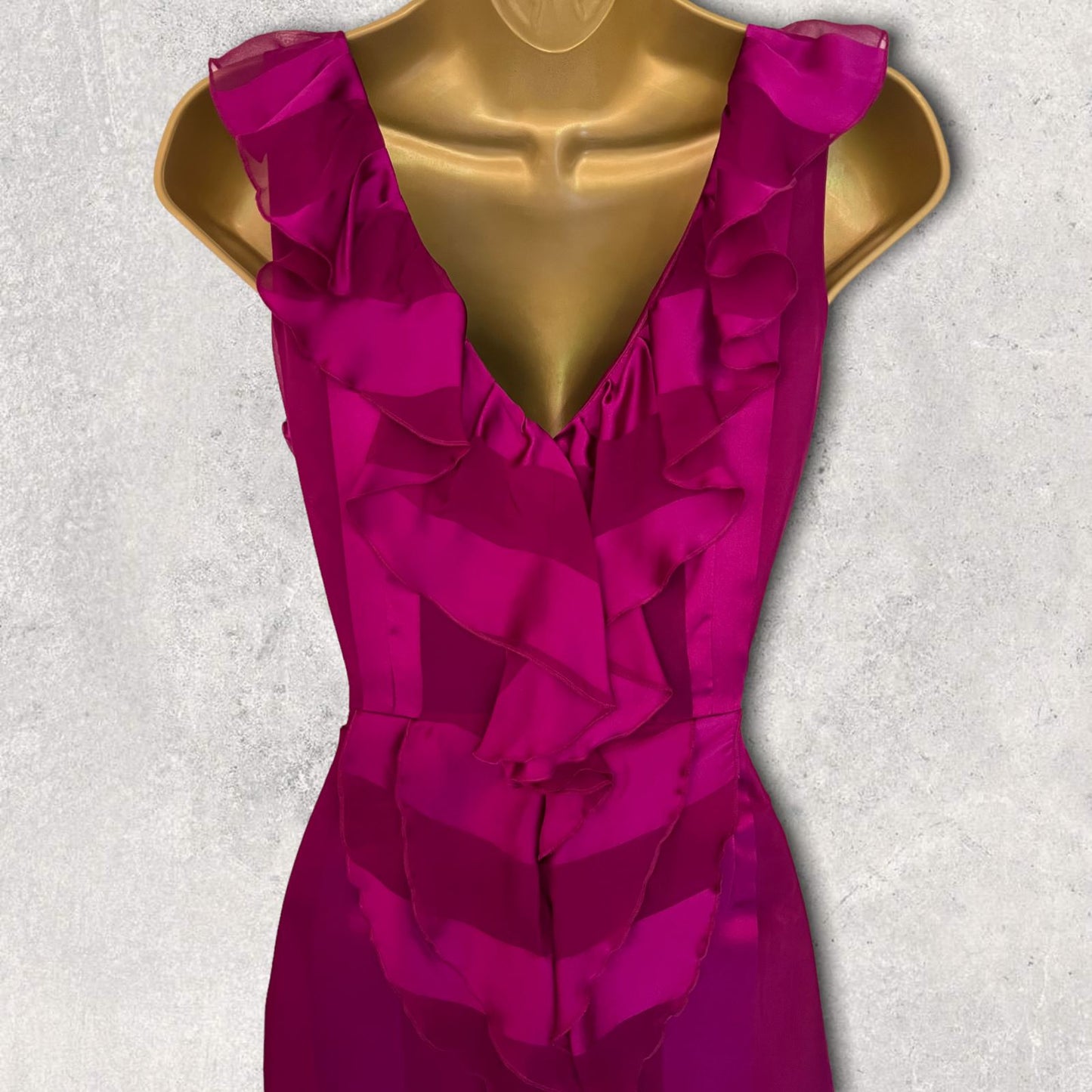 Moschino Fuschia Pink Silk Ruffle Dress IT 40 UK 8 US 4 EU 36 Timeless Fashions
