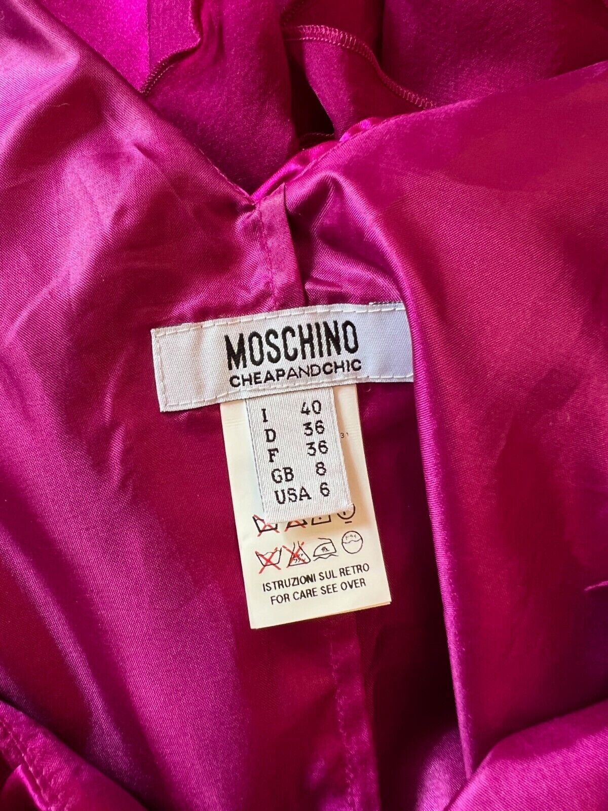 Moschino Fuschia Pink Silk Ruffle Dress IT 40 UK 8 US 4 EU 36 Timeless Fashions