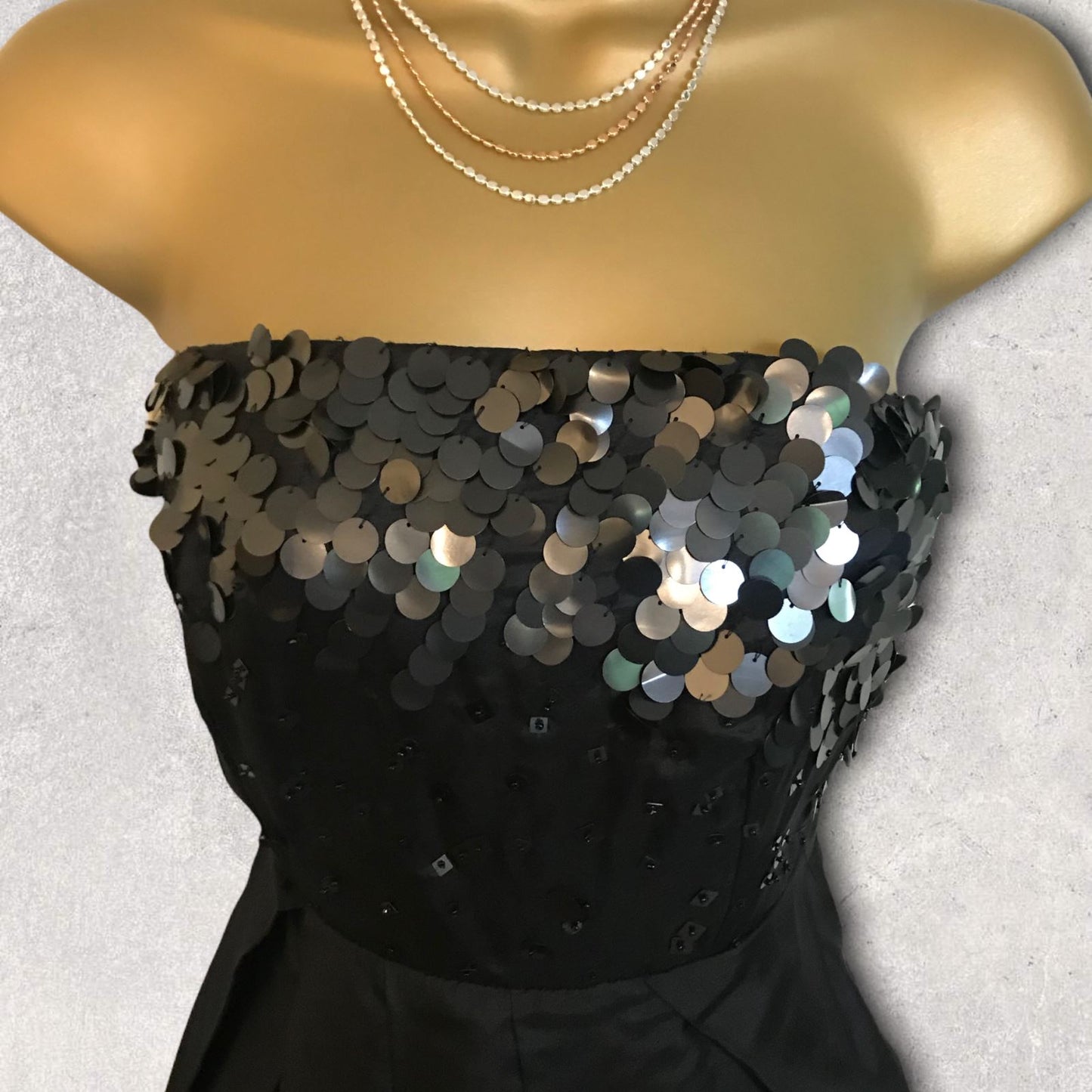 GIVe Black Silk & Sequin Bubble Cocktail Dress UK 8 US 4 EU 36 Timeless Fashions