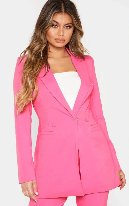 Pretty LittleThing Bubblegum Pink Double Breasted Woven Blazer UK 10 US 6 EU 38 BNWT - Timelessfashions