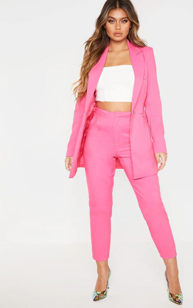 Pretty LittleThing Bubblegum Pink Double Breasted Woven Blazer UK 10 US 6 EU 38 BNWT Timeless Fashions