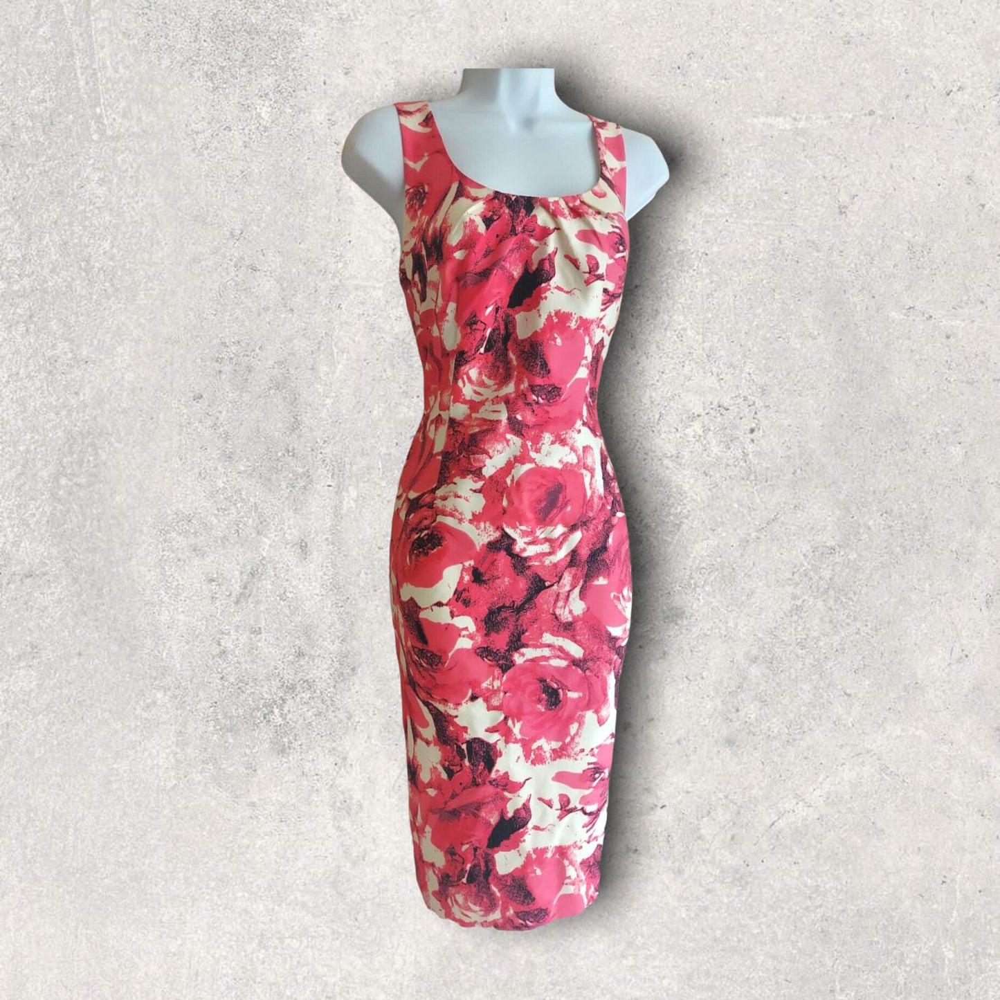 L.K. Bennett Pink & Ivory Wool & Silk Sleeveless Pencil Dress UK 12 EU 40 Timeless Fashions