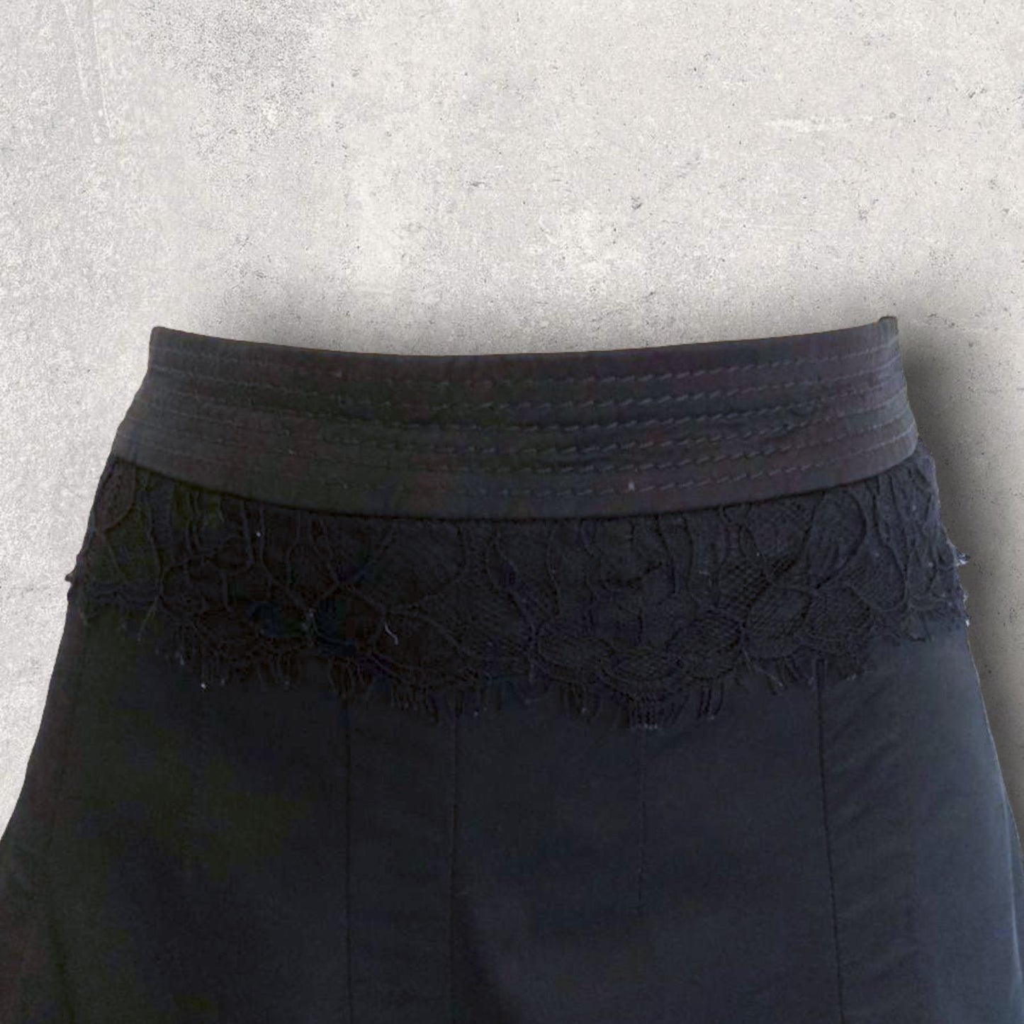 Karen Millen Ladies Black Satin & Lace A-Line Skirt UK 8 US 4 EU 36 Timeless Fashions