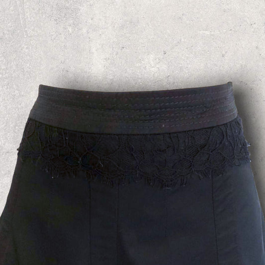 Karen Millen Ladies Black Satin & Lace A-Line Skirt UK 8 US 4 EU 36 Timeless Fashions