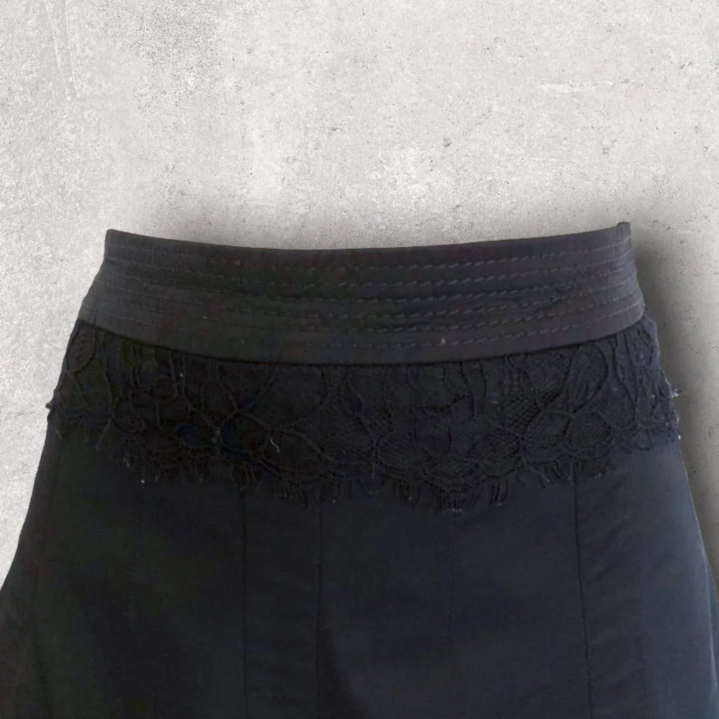 Karen Millen Ladies Black Satin & Lace A-Line Skirt UK 8 US 4 EU 36 - Timelessfashions