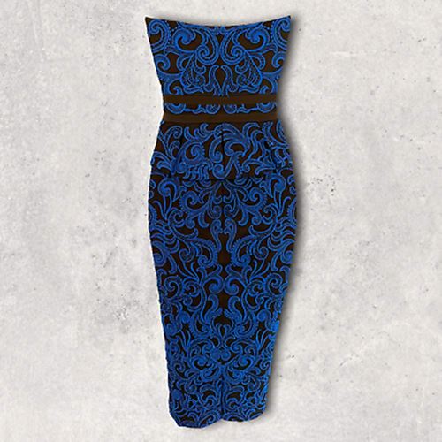 Karen Millen Royal Blue & Black Bodycon Peplum Midi Dress UK 8 US 4 EU 36 Timeless Fashions