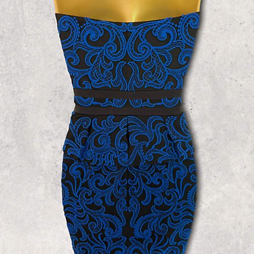 Karen Millen Royal Blue & Black Bodycon Peplum Midi Dress UK 8 US 4 EU 36 Timeless Fashions