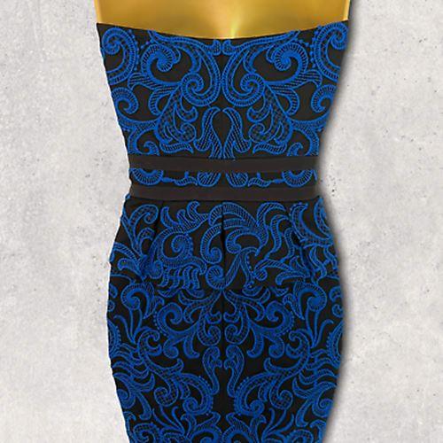 Karen Millen Royal Blue & Black Bodycon Peplum Midi Dress UK 8 US 4 EU 36 - Timelessfashions