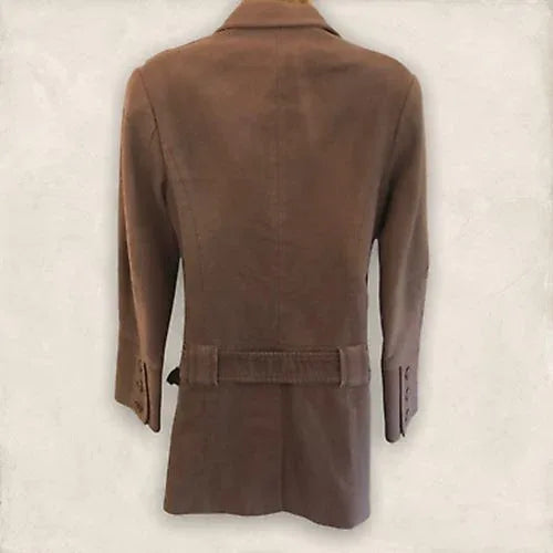 Ted Baker Brown Brushed Cotton Moleskin Belted Ladies Jacket Sz 2 UK 10 US 6 EU 38 - Timelessfashions