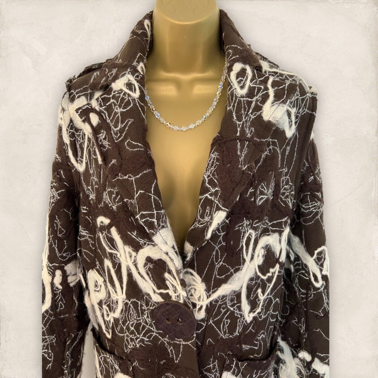 James Lakeland Ladies Brown & Cream Lagenlook Style Coat UK 14 US 10 EU 42 IT 46 Timeless Fashions
