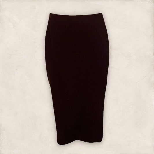 Gibierre Donna Burgundy, Brown Pencil Wool Skirt, UK 20 US 16 EU 50 - Timelessfashions