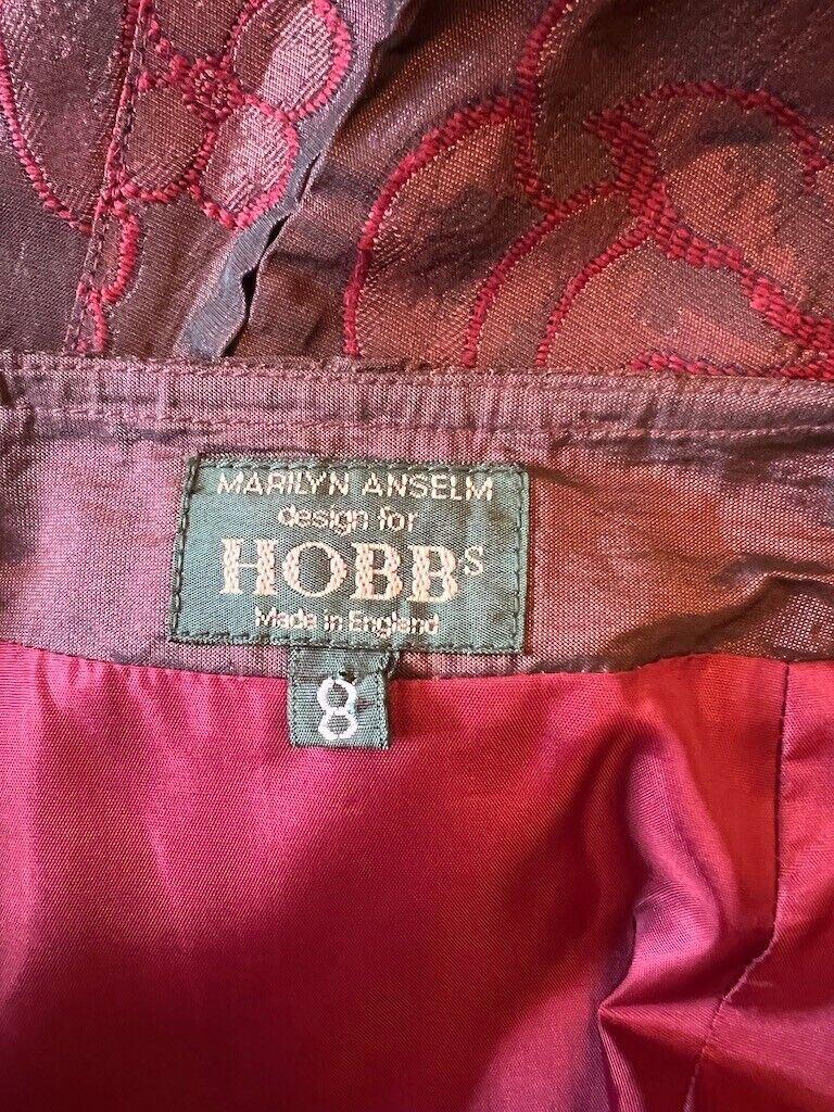 Marilyn Anselm Hobbs Claret Red Vintage Floral Metallic Long Skirt UK 8 US 4 EU 36 - Timelessfashions