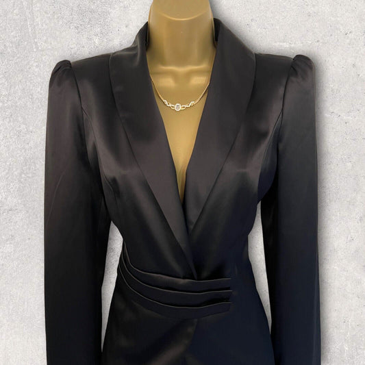 GIVe Black Satin Special Occasion Formal Jacket UK 12 US 8 EU 40 Timeless Fashions