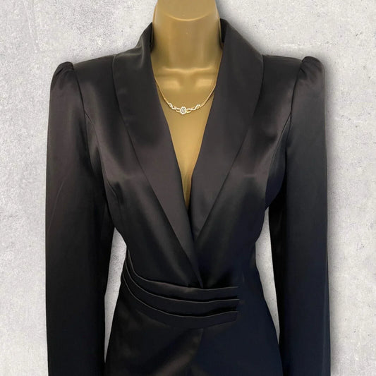 GIVe Black Satin Special Occasion Formal Jacket UK 12 US 8 EU 40 - Timelessfashions