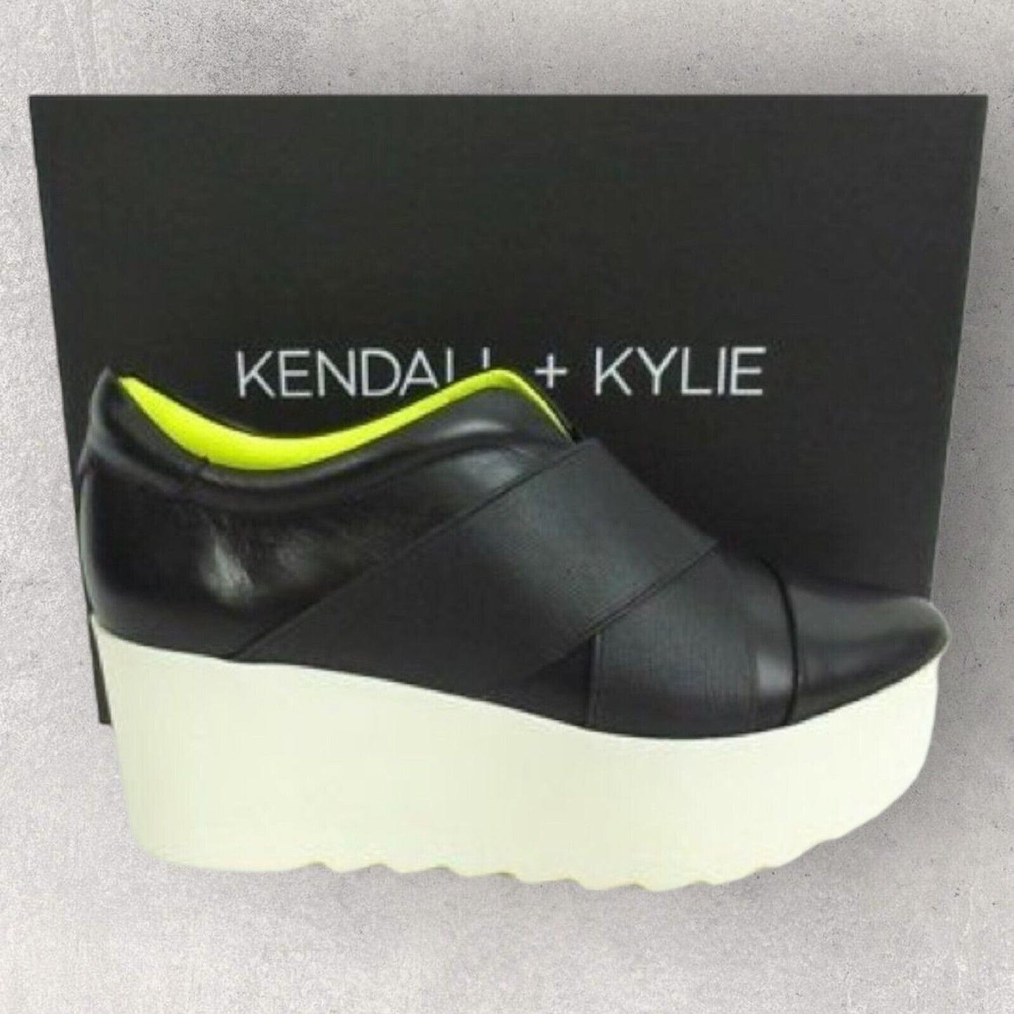 Kendall + Kylie Tasha Black Wedge Sneaker UK 7.5 US 9.5M EU 40.5 Timeless Fashions