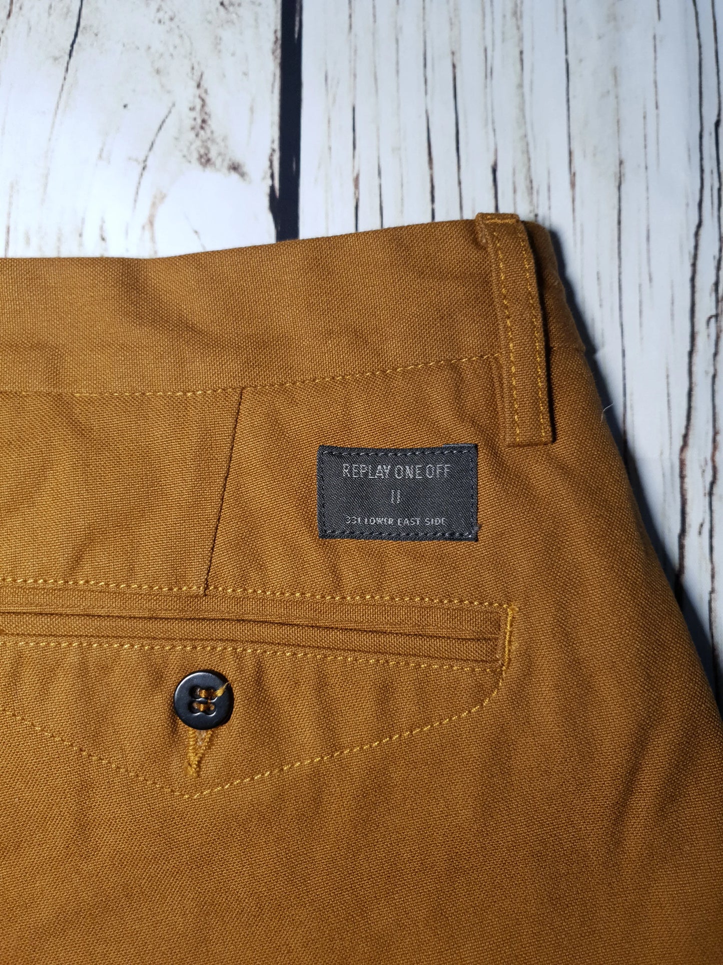 Replay Tan One Off II Yeldun Evolution Mens Cotton Canvas Jeans W33" L31" - Timelessfashions