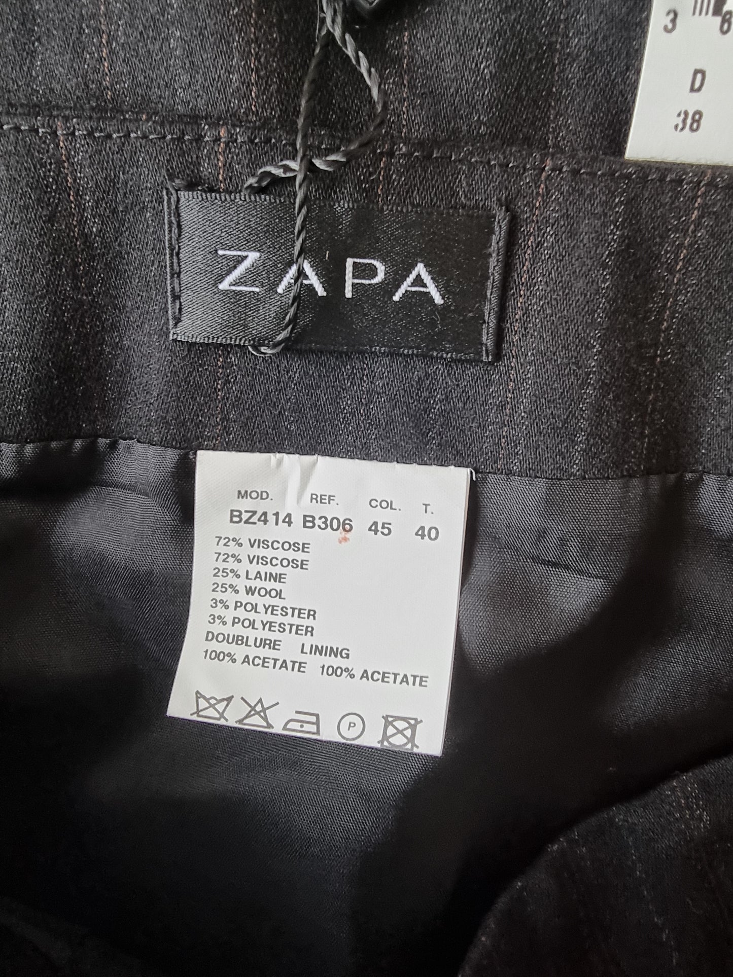 Zapa Black & Brown Herrigbone Design Skirt UK 12 US 8 EU 40 Timeless Fashions