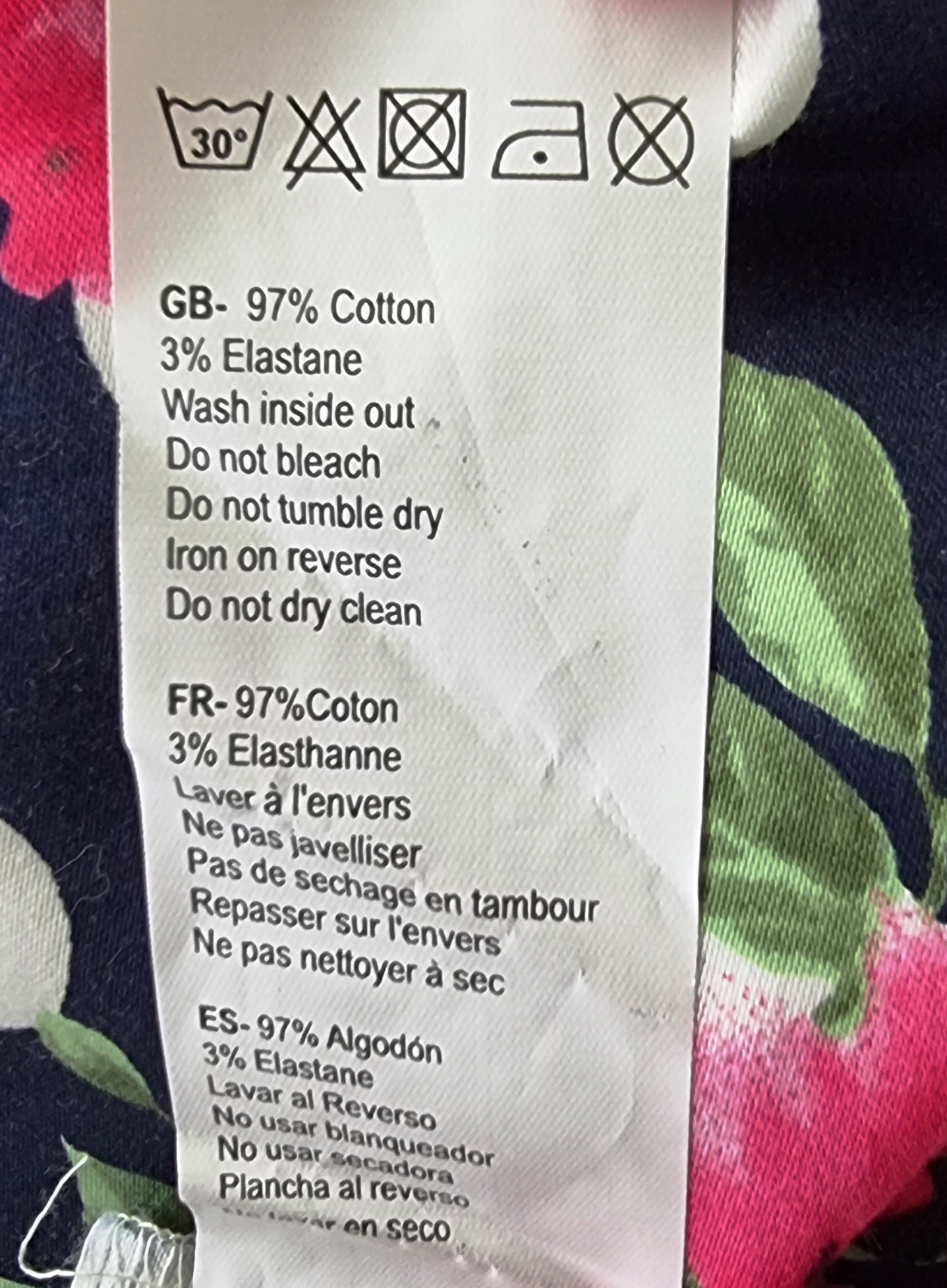 Pomodoro Navy Floral Summer Floral Ankle Length Pants. UK 18 US 14 EU 46 Timeless Fashions