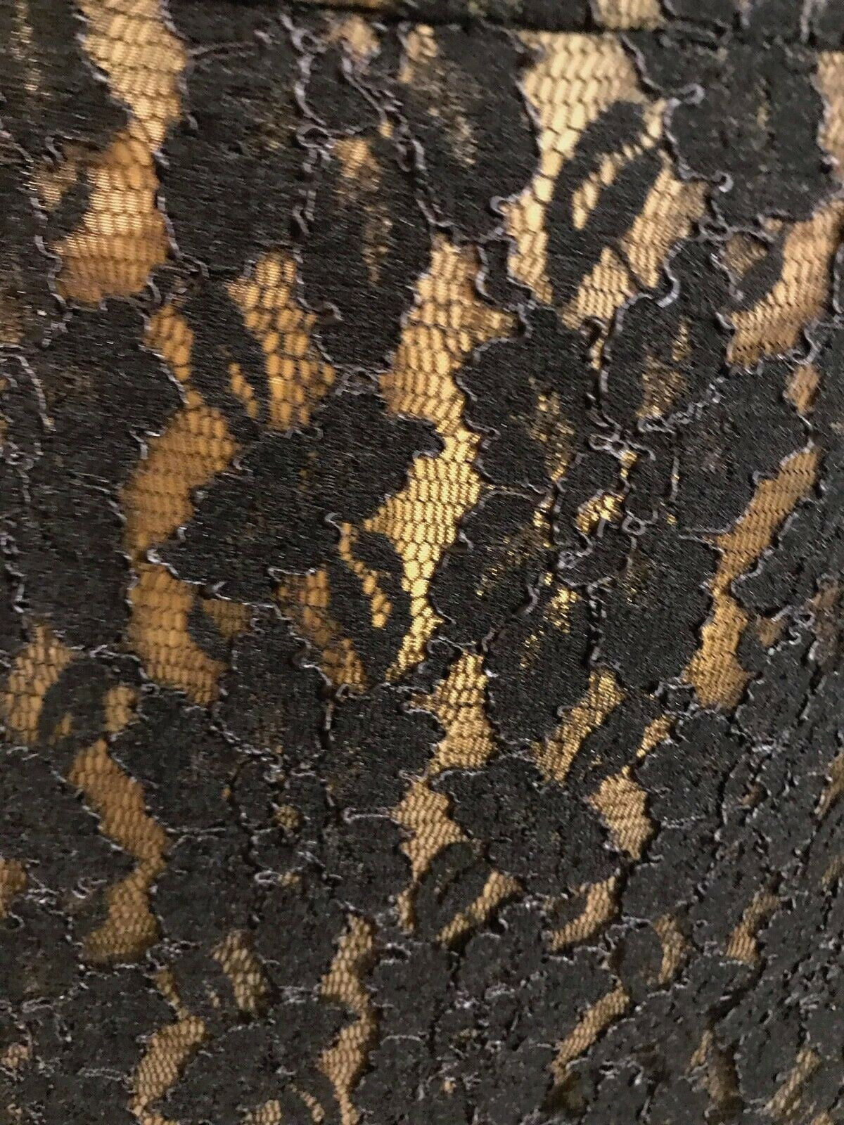 Ronit Zilkha Gold & Black Lace Pencil Skirt UK 16 US 12 EU 44 Timeless Fashions