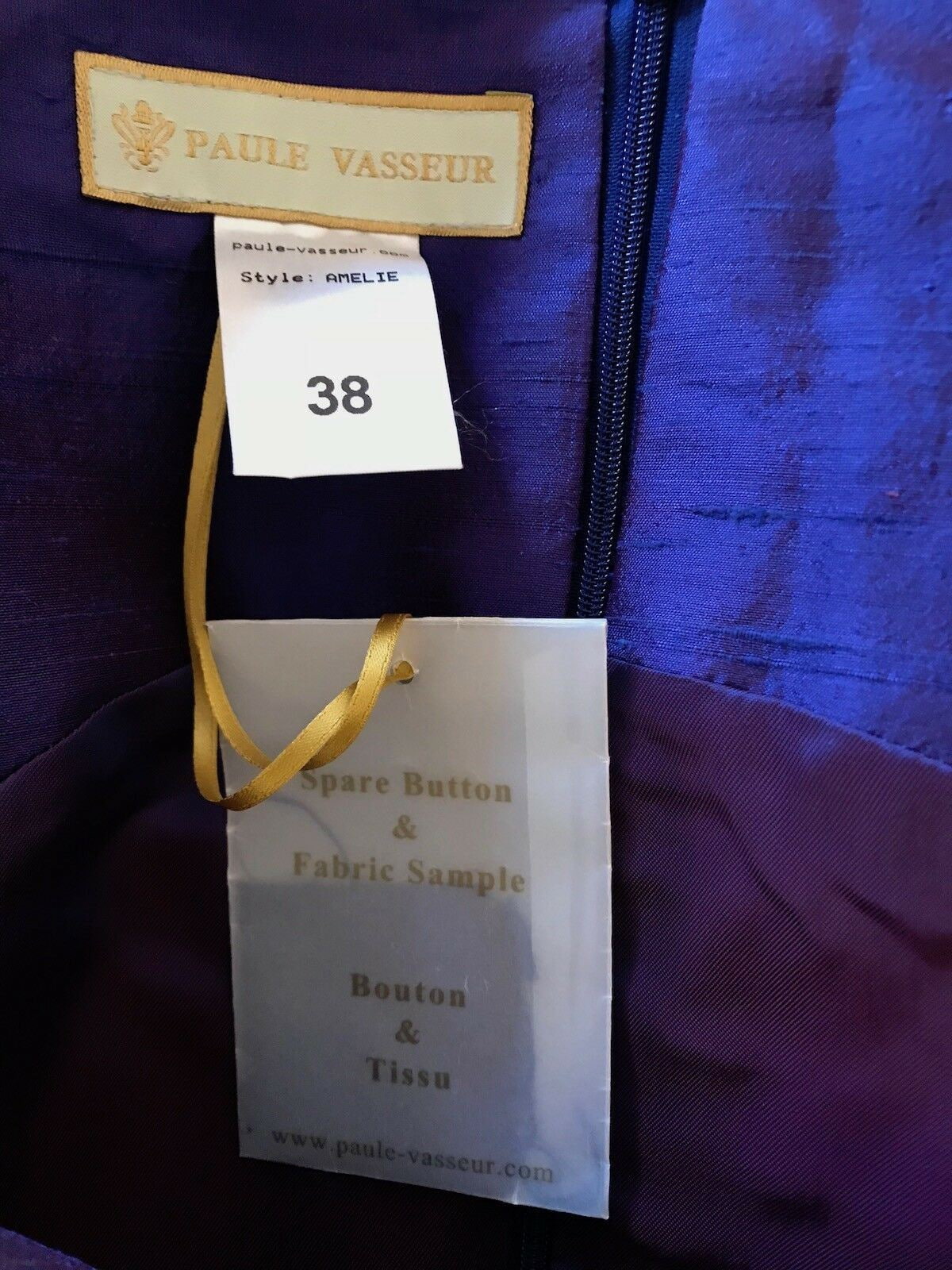 Paule Vasseur Purple Silk Special Occasion Outfit UK 10 US 6 EU 38 Timeless Fashions