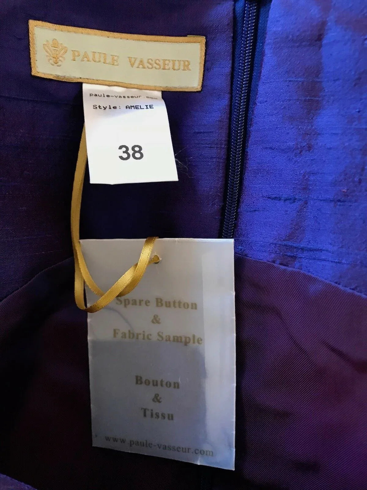 Paule Vasseur Purple Silk Special Occasion Outfit UK 10 US 6 EU 38 - Timelessfashions