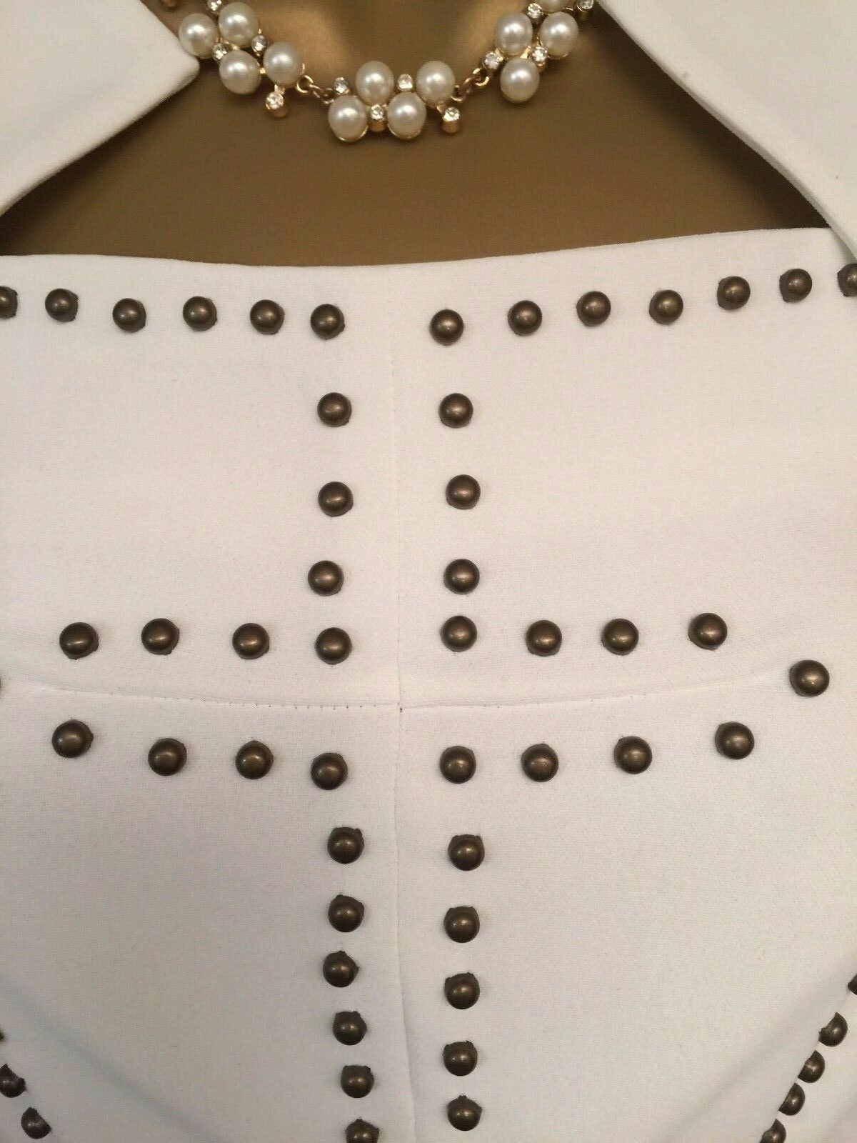 Bourne Ivory Studded Peplum Dress UK 10 US 6 EU 38 Timeless Fashions