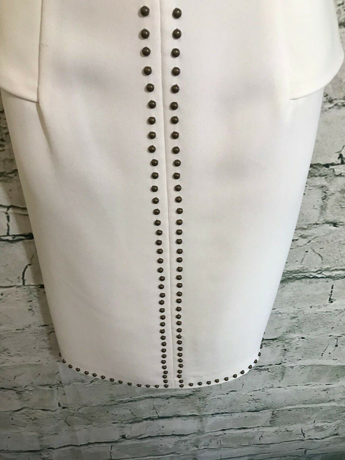 Bourne Ivory Studded Peplum Dress UK 10 US 6 EU 38 Timeless Fashions