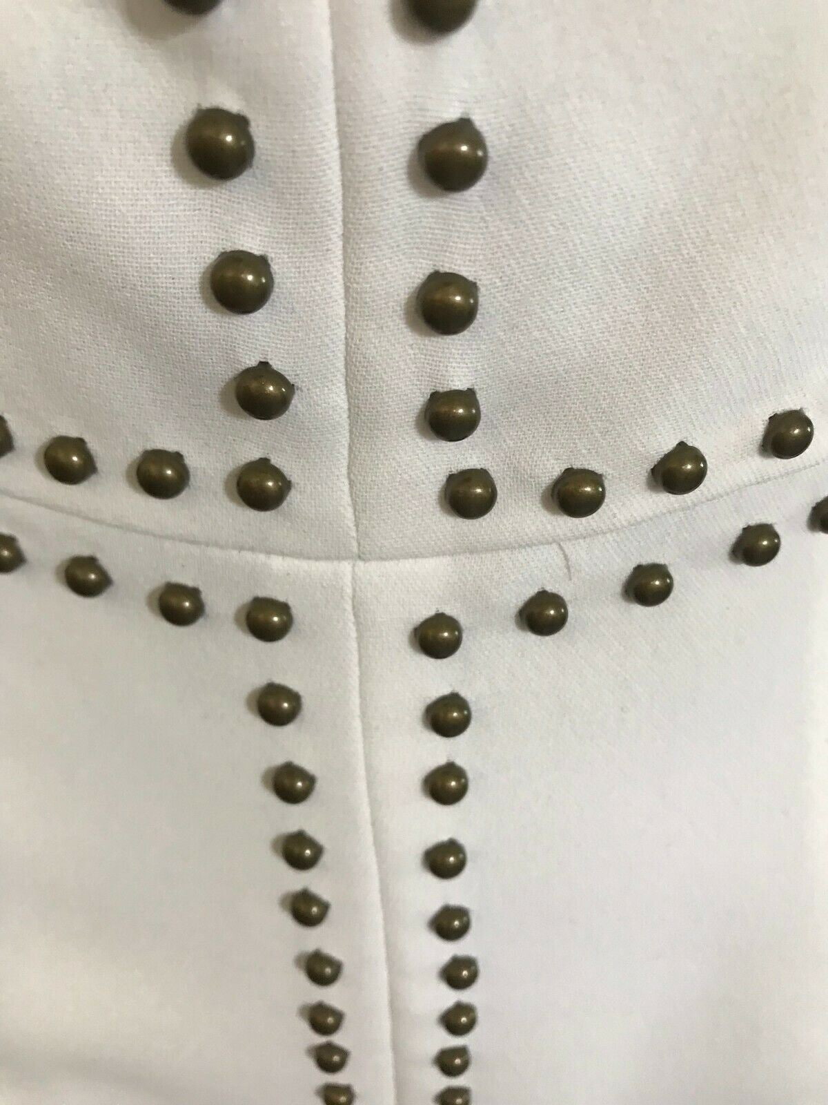 Bourne Ivory Studded Peplum Dress UK 10 US 6 EU 38 Timeless Fashions