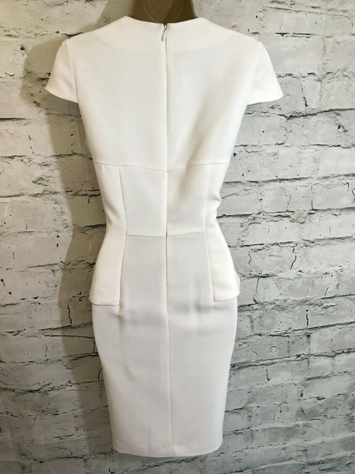Bourne Ivory Studded Peplum Dress UK 10 US 6 EU 38 Timeless Fashions