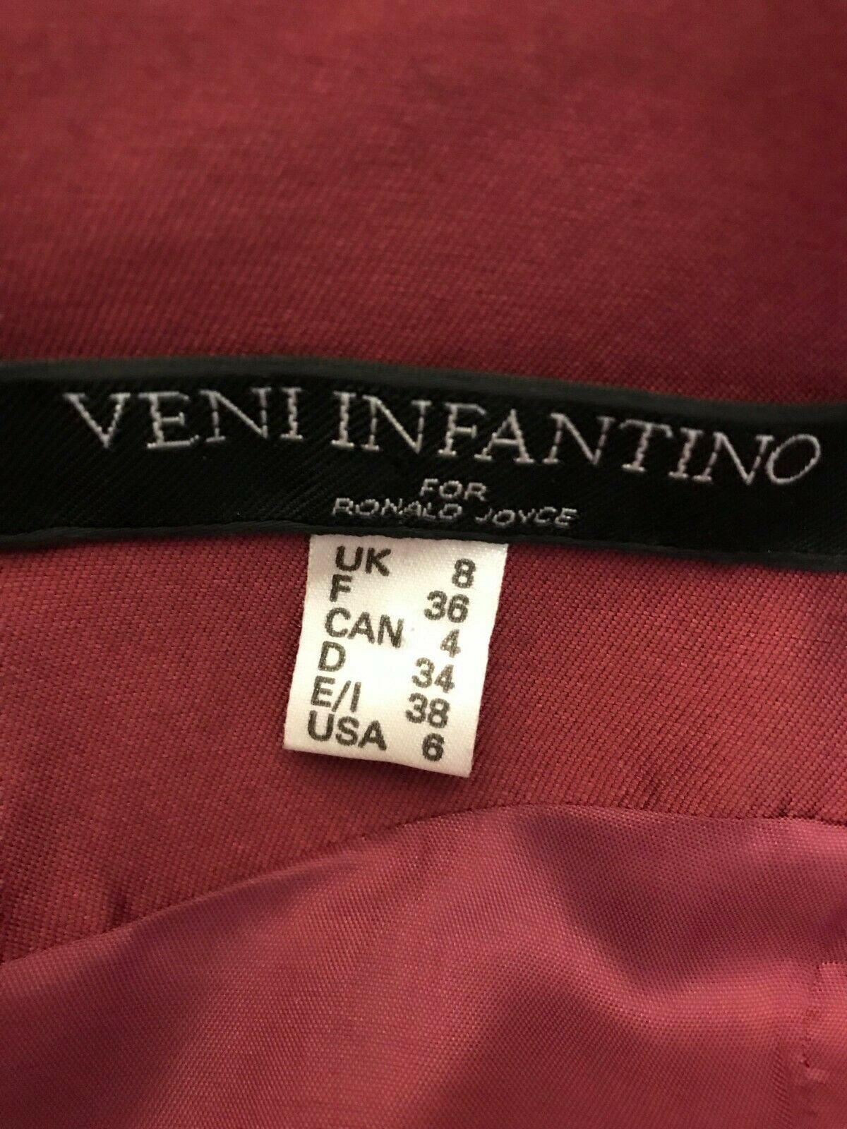 Veni Infantino for Ronald Joyce Women's Claret Satin Pencil Dress UK 8 US 4 EU 36 IT 40 Timeless Fashions