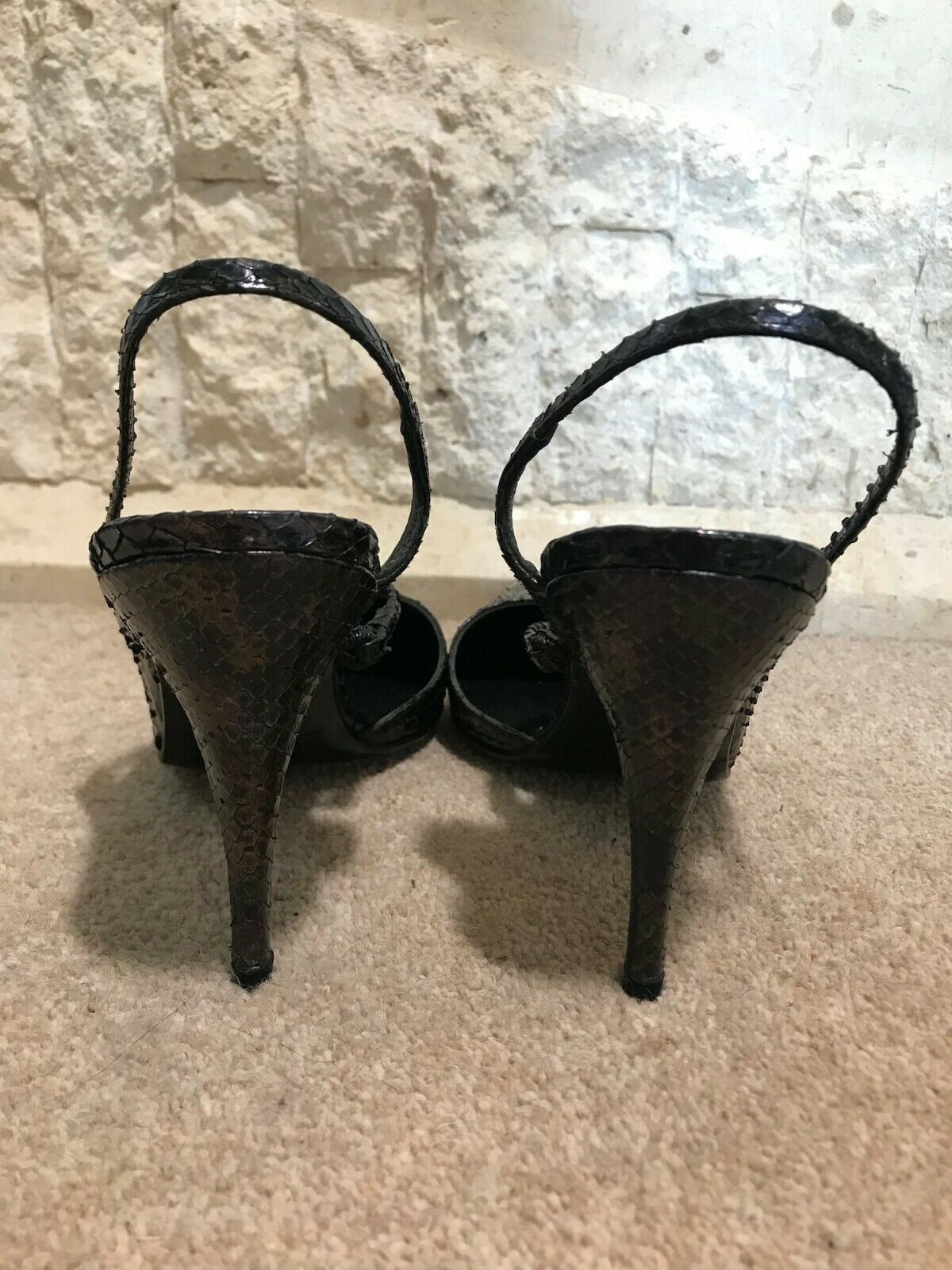 Russell & Bromley Women's Petrol Black Leather Slingback Shoes UK 4 New in original box Timeless Fashions