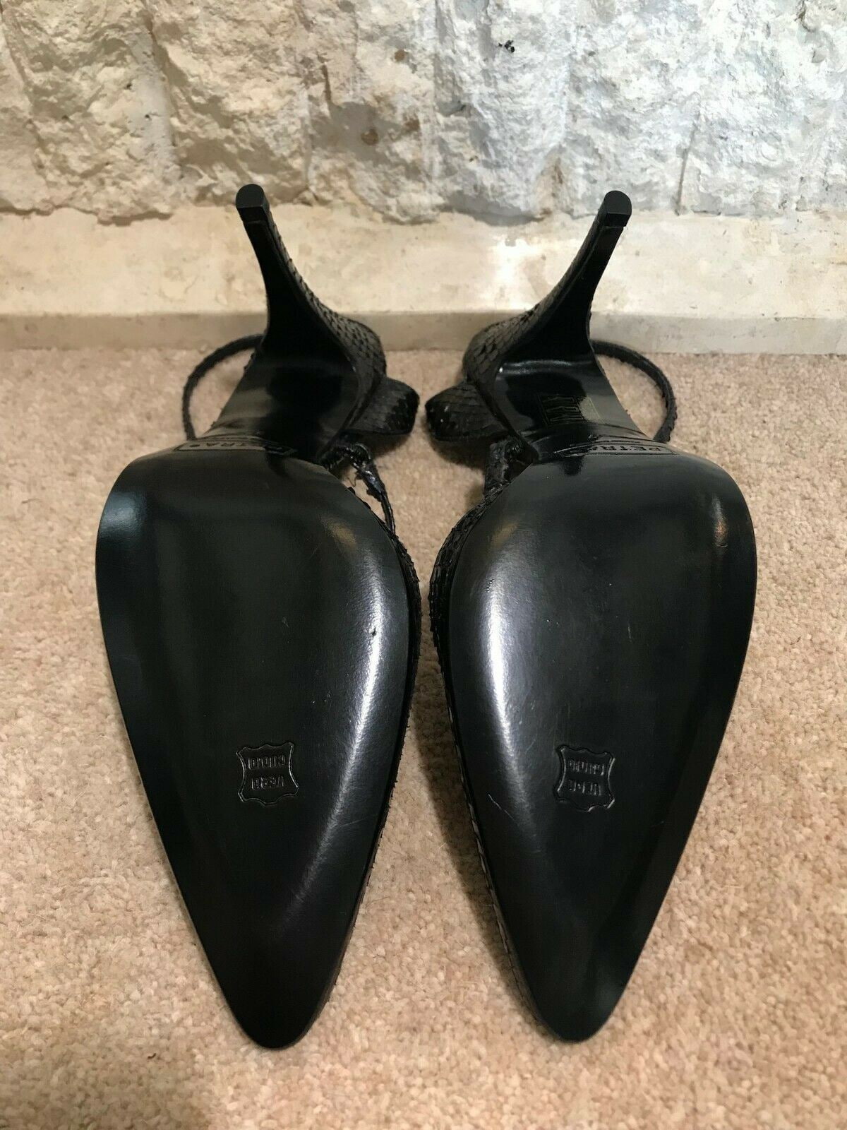 Russell & Bromley Women's Petrol Black Leather Slingback Shoes UK 4 New in original box Timeless Fashions