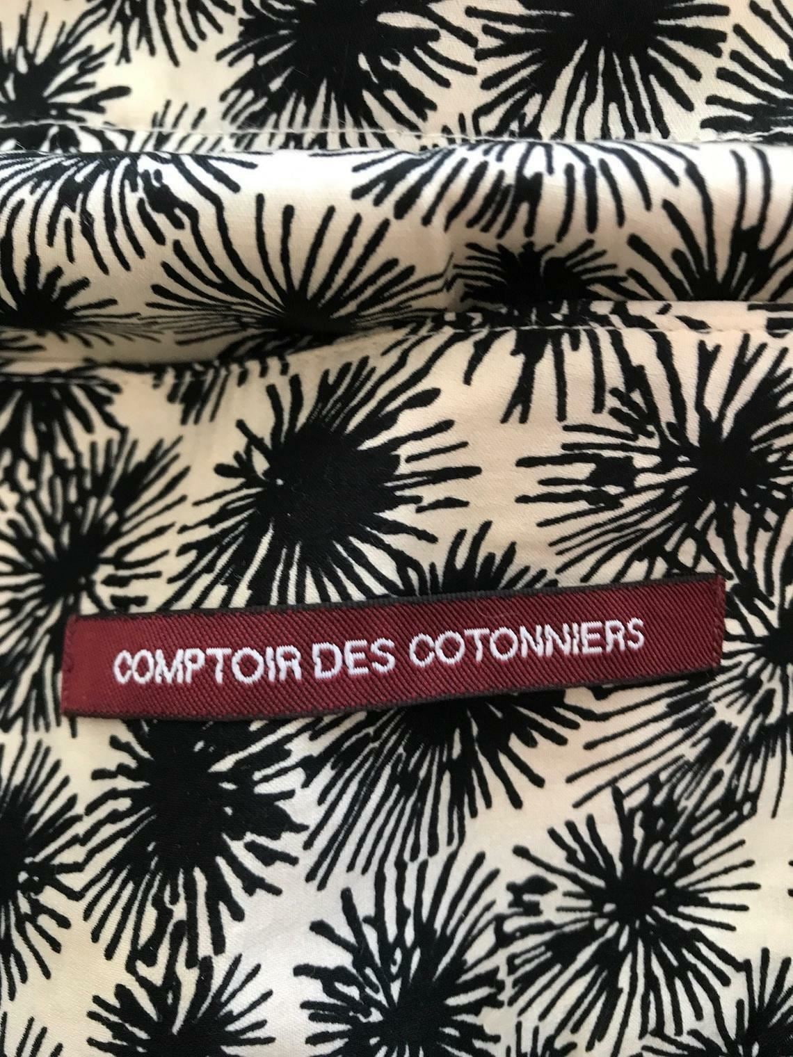 Comptoir Des Cotonniers Women's Silk Black and Silver Floral Mini Skirt UK 10 US 6 EU 38 Timeless Fashions