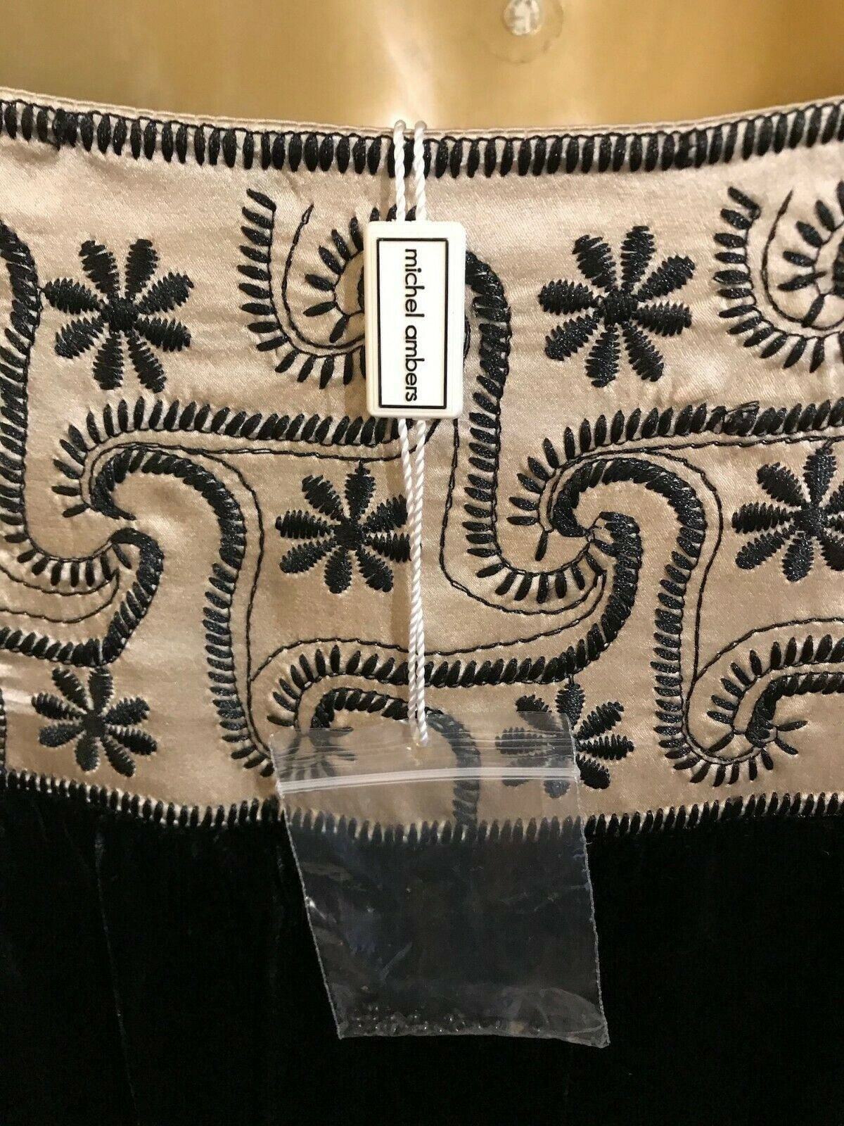 Michel Ambers Black Velvet & Champagne Silk Puffball Skirt UK 8 US 4 EU 36 Timeless Fashions