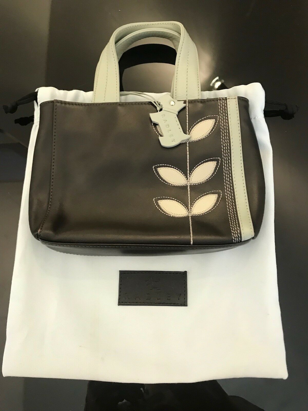 Radley Dark Brown & Duck Egg Blue Small Handbag Timeless Fashions