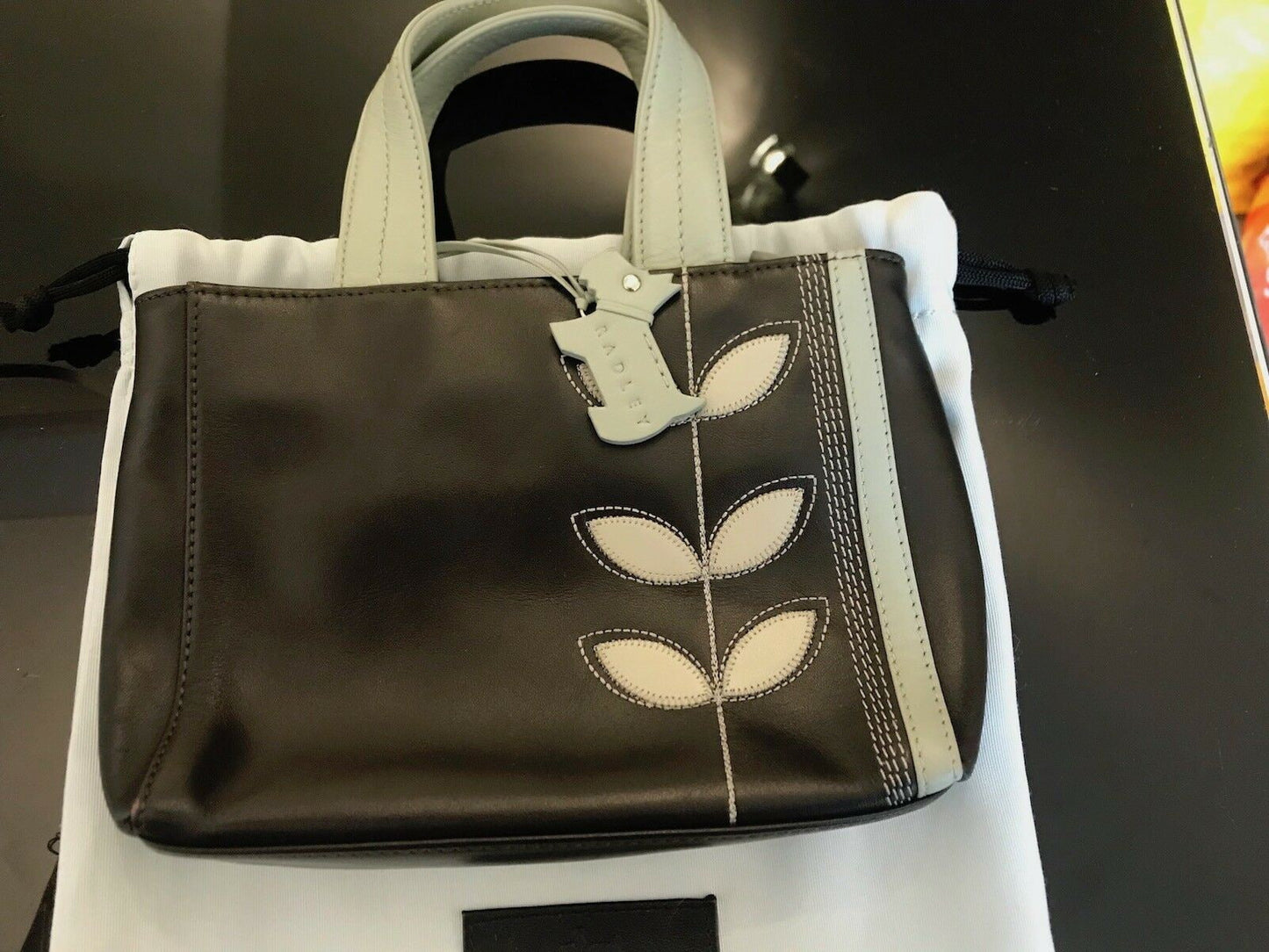 Radley Dark Brown & Duck Egg Blue Small Handbag Timeless Fashions