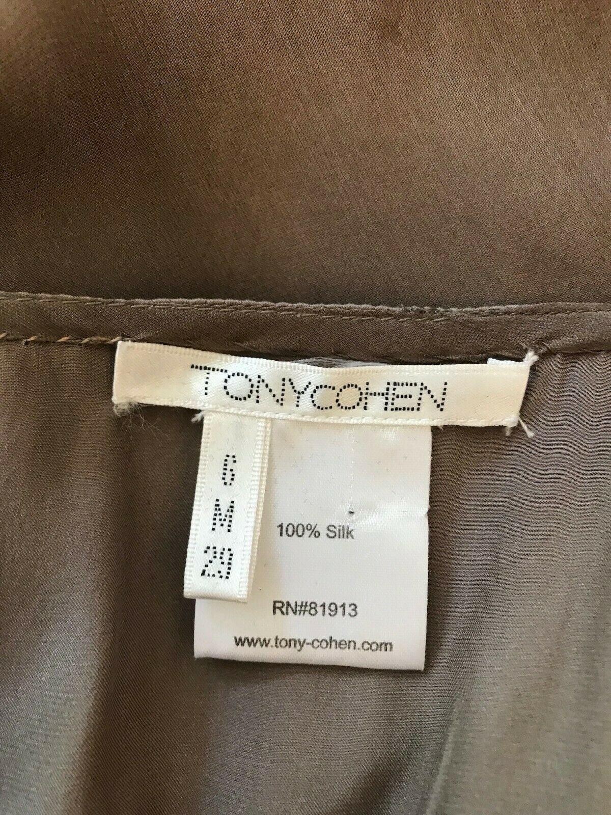 Tony Cohen Mocha Silk Shift Evening Mini Dress UK 10 US 6 EU 38 Timeless Fashions