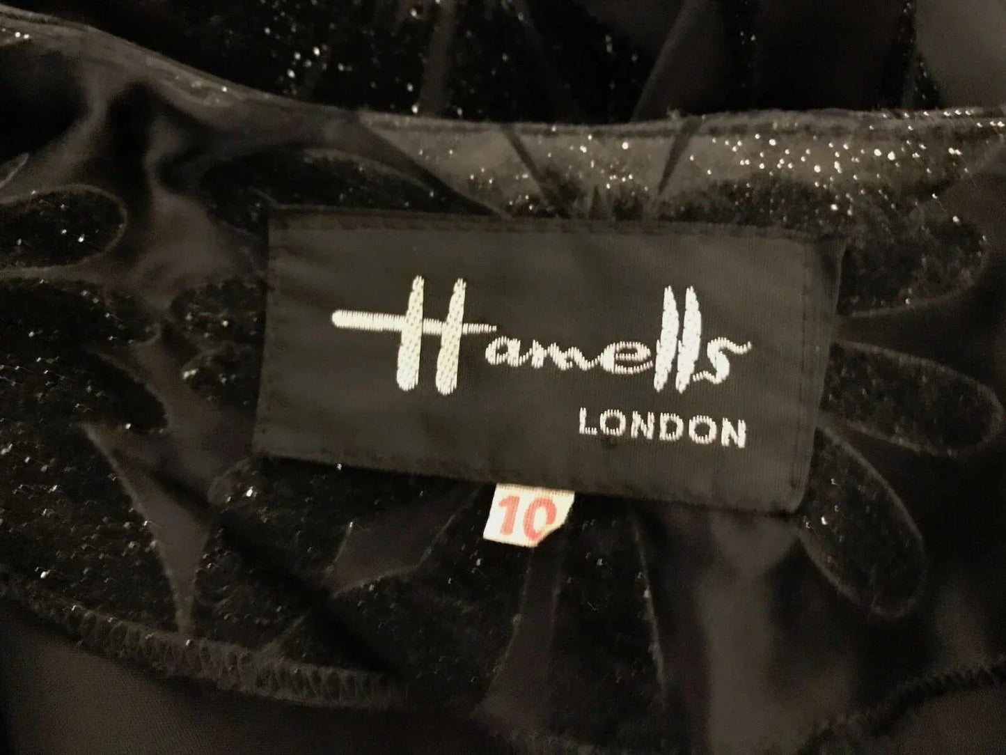 Hamells London Women's Vintage Black Velvet Flock Jacket UK 10 US 6 EU 38 - Timelessfashions
