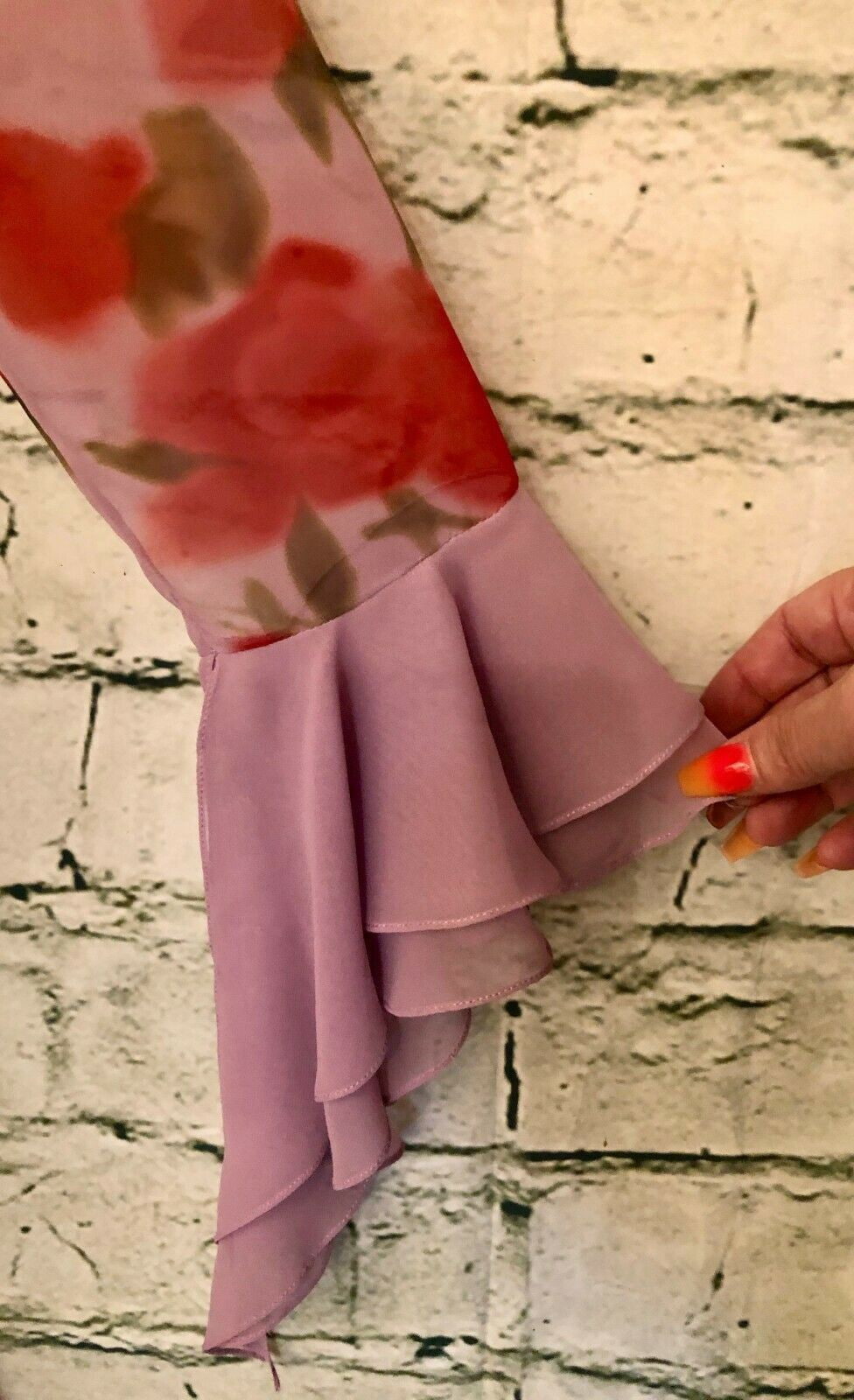 Chrystiano Long Pink Chiffon Floral Special Occasion Outfit UK 12 US 8 EU 40 Timeless Fashions