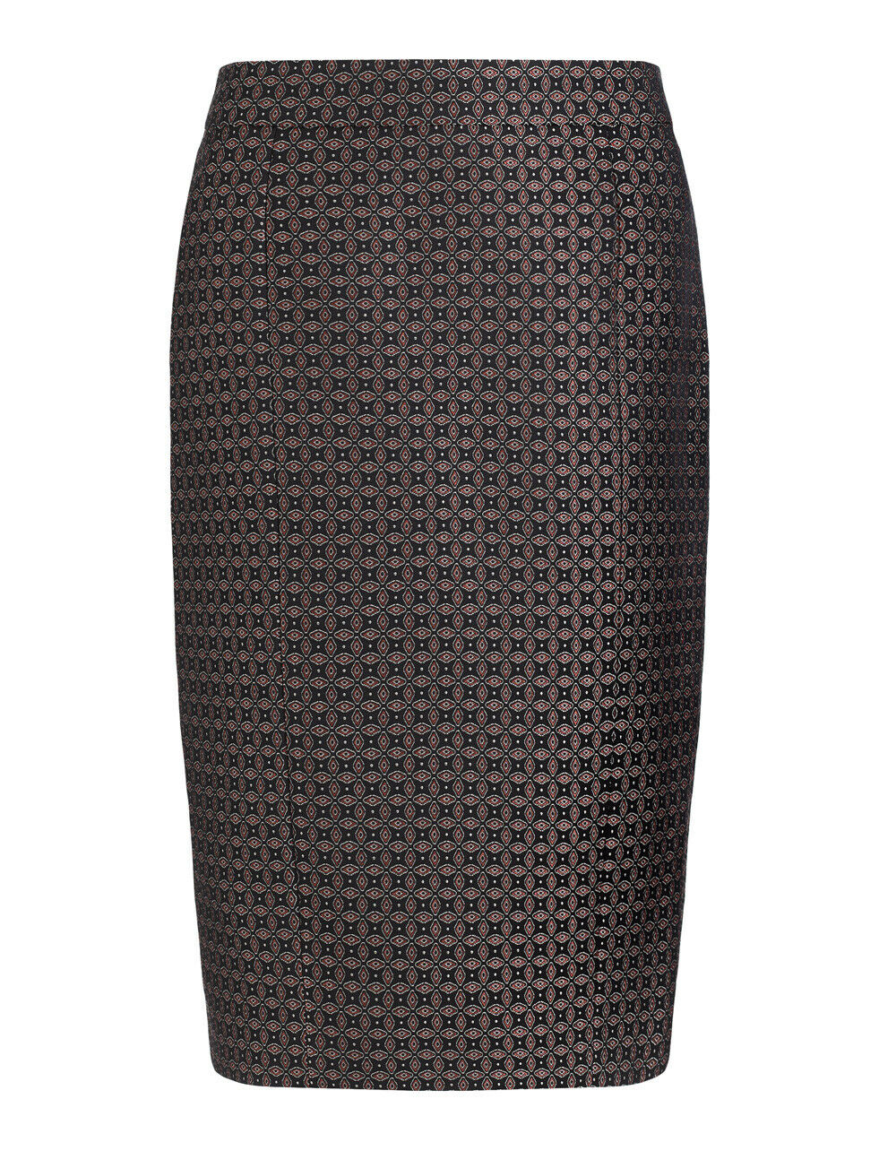JOSEPH Cravat Jacquard Black Burgundy Pencil Skirt UK 10 US 6 EU 38 Timeless Fashions