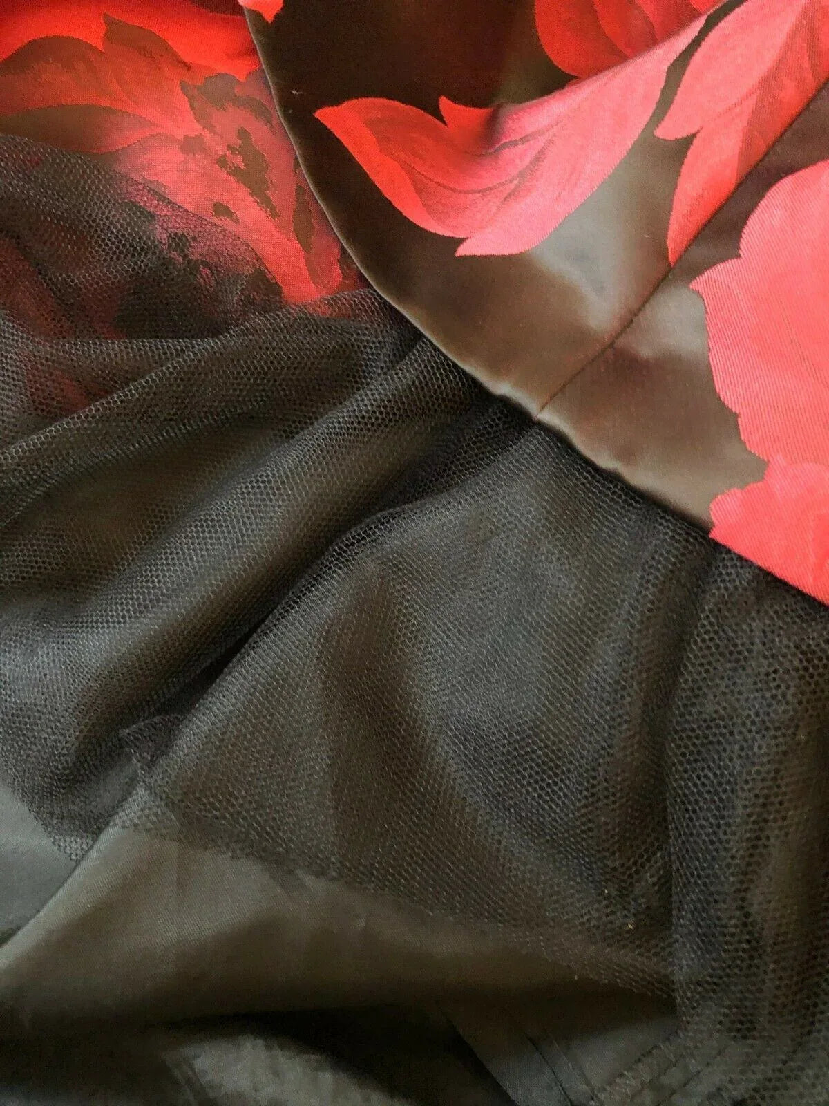 Coast Red Black Floral Jacquard Strapless Dress UK 8 US 4 EU 36 - Timelessfashions