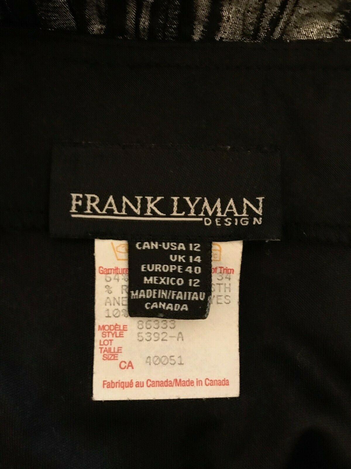 Frank Lyman Black Silver Textured Mesh Trim Skirt UK 14 US 10 EU 42 Timeless Fashions