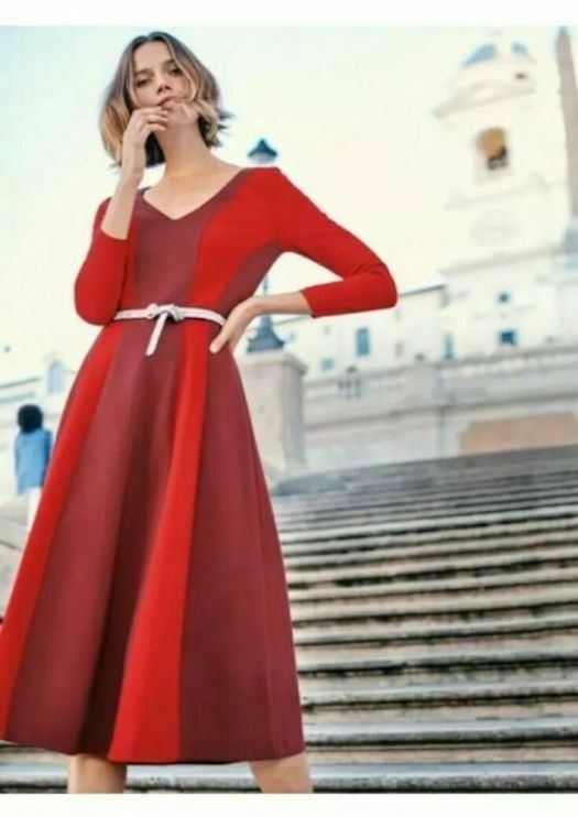 Boden Red & Maroon Erin Ponte Dress UK 8 US 4 EU 36 Timeless Fashions