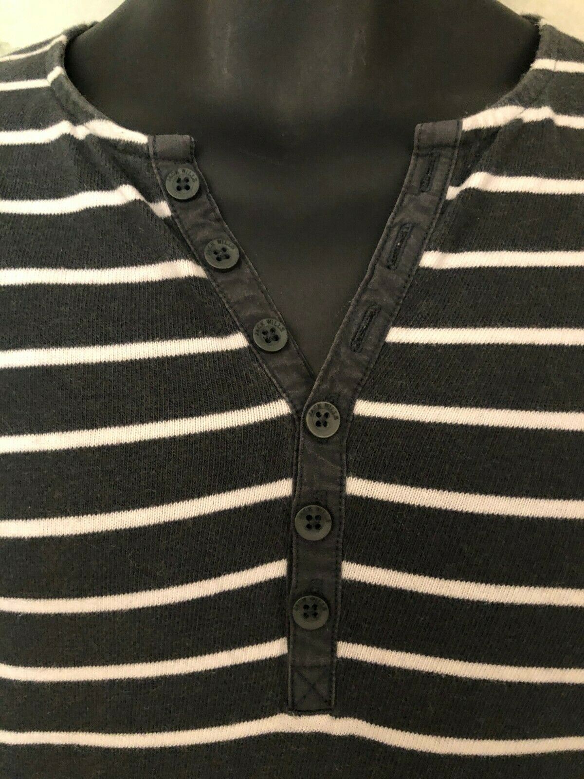 Jack Wills Mens Khaki & White Cotton Long Sleeve Striped Polo Shirt Size XS Timeless Fashions