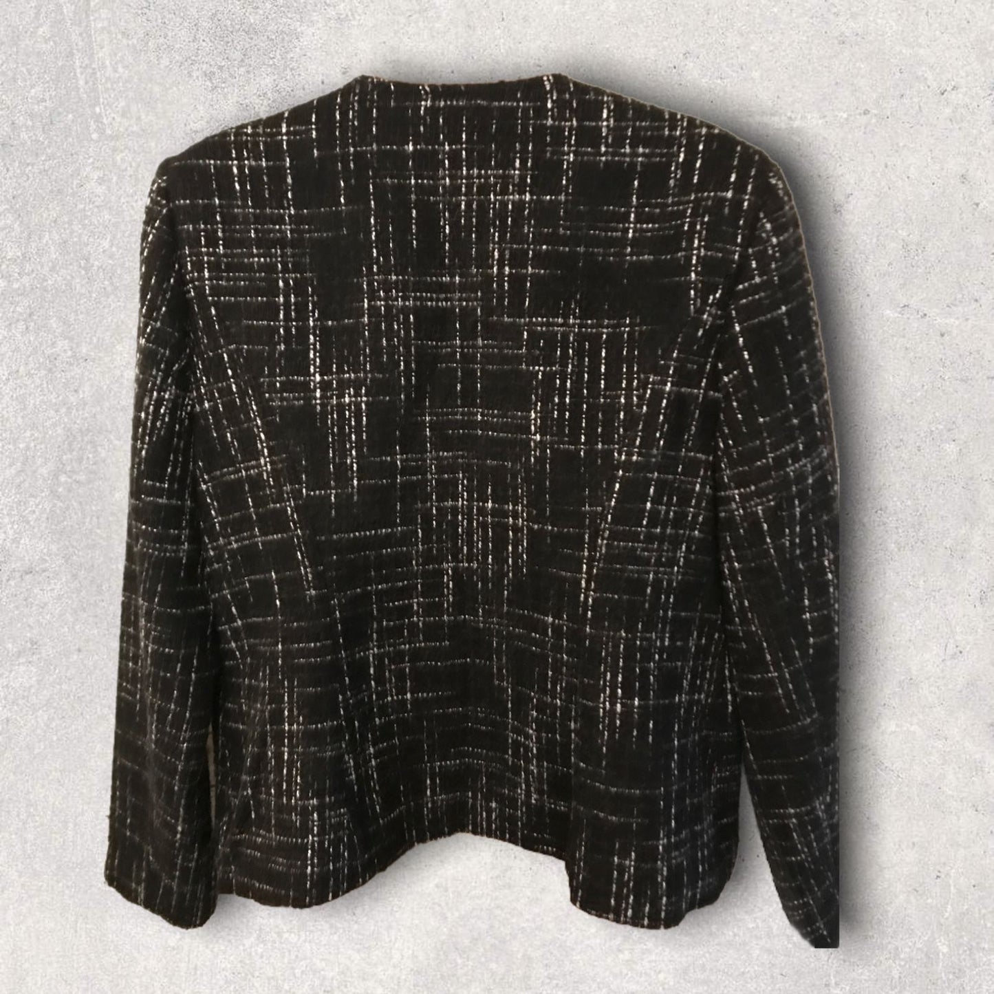 Paul Costelloe Black & White Vintage Zip Wool Blend Jacket UK 16 US 12 EU 44 Timeless Fashions