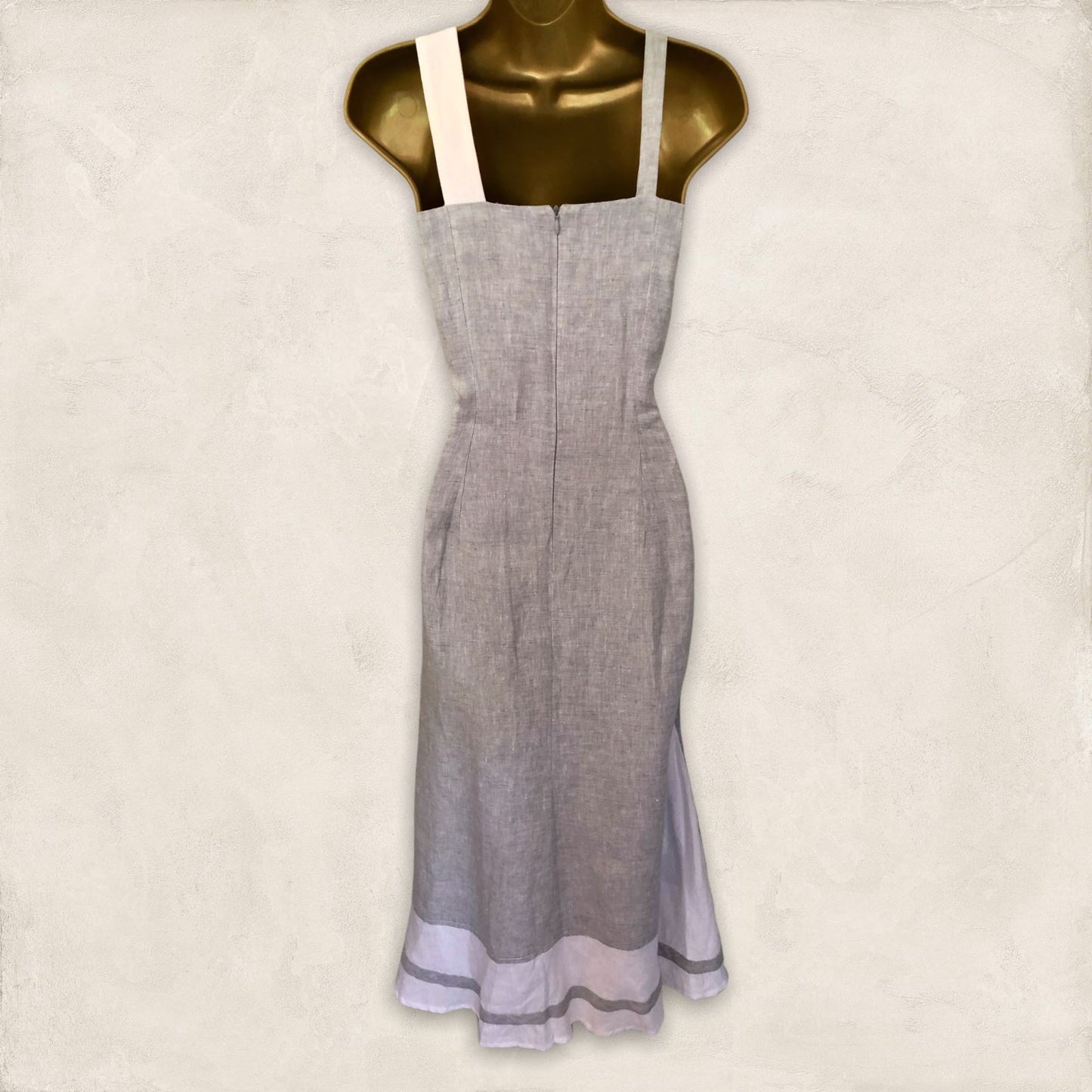 Kontrast White & Grey Linen Long Dress & Jacket, Lagenlook Size 36 UK 10 US 6 EU 38 Timeless Fashions