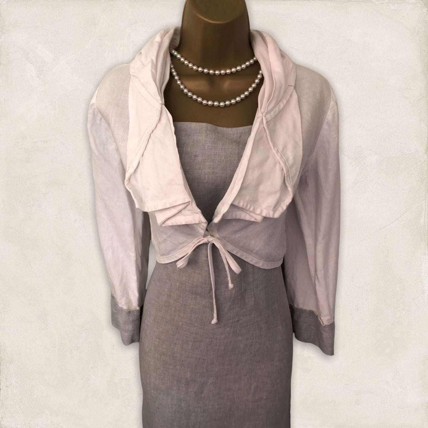 Kontrast White & Grey Linen Long Dress & Jacket, Lagenlook Size 36 UK 10 US 6 EU 38 Timeless Fashions