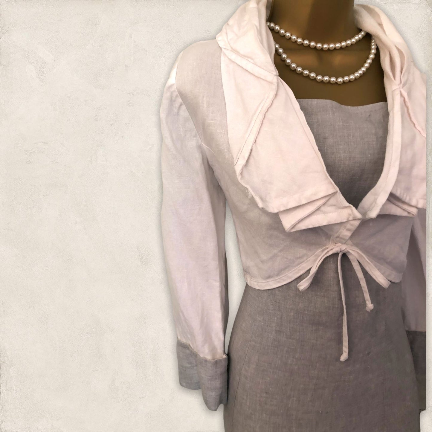 Kontrast White & Grey Linen Long Dress & Jacket, Lagenlook Size 36 UK 10 US 6 EU 38 Timeless Fashions