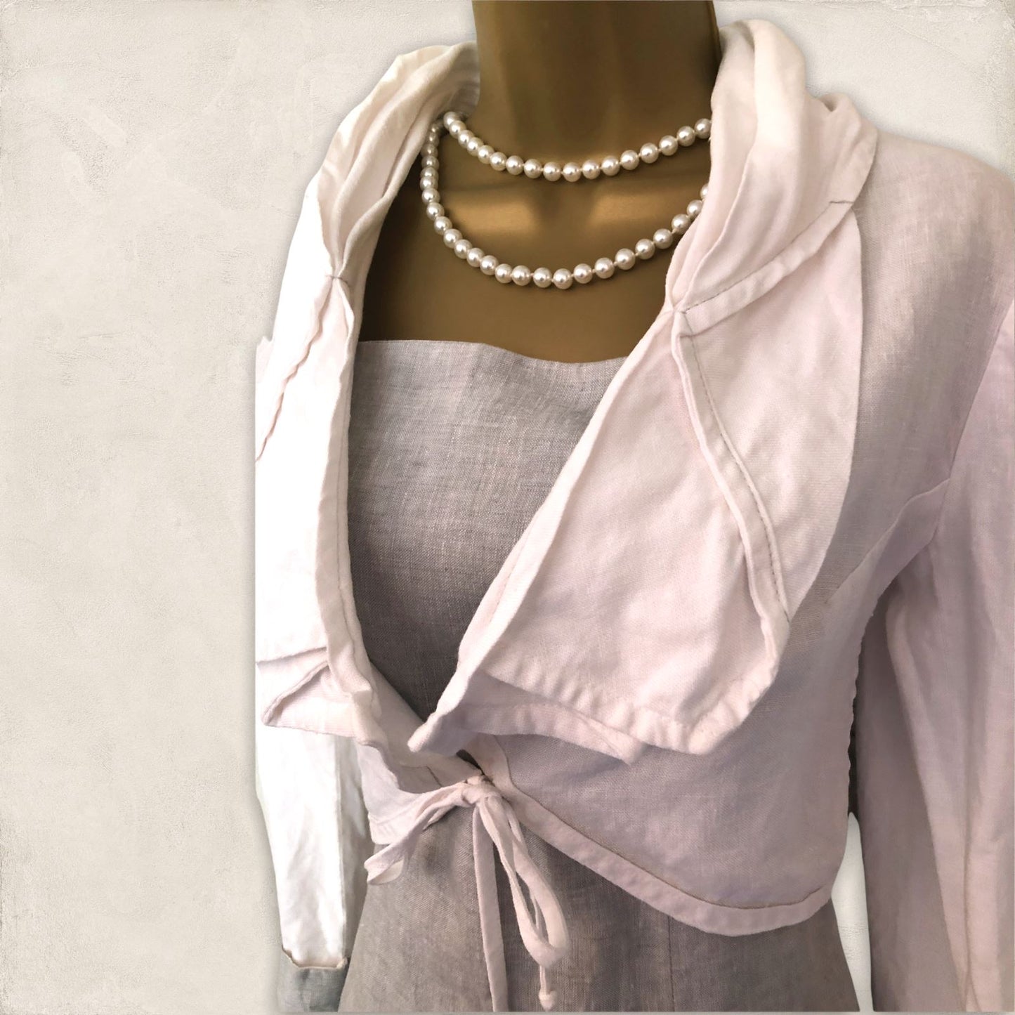 Kontrast White & Grey Linen Long Dress & Jacket, Lagenlook Size 36 UK 10 US 6 EU 38 Timeless Fashions