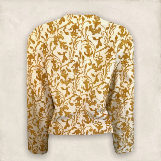 Wolfgang Kaiser Vintage Colette Cream & Gold Cotton Jacket UK 12 US 8 EU 40 - Timelessfashions